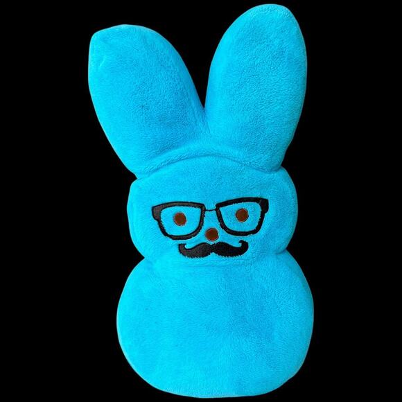 Sir PEEPS Jumbo 38" Blue Plush Bunny Easter Glasses Mustache Limited Edition - Picture 1 of 7